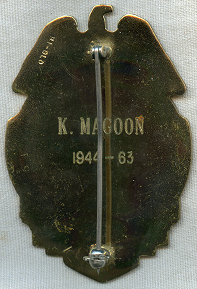 Wonderful 1963 New Hampshire State Police Retired Badge, Named to K Magoon 1944-63