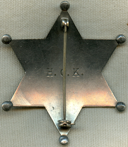 Great Ca 1920's Ogle County, IL Deputy Sheriff 6 point Star Badge
