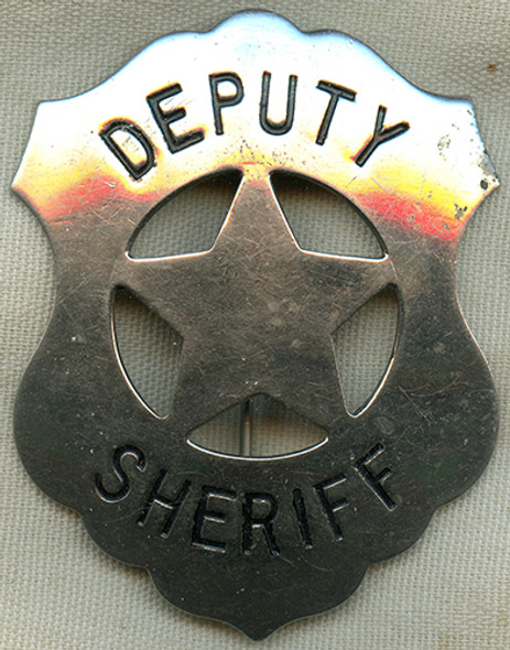 Great LARGE 1910s - 1920s Old West "Stock" Circle Star Cut Out Shield Deputy Sheriff Badge