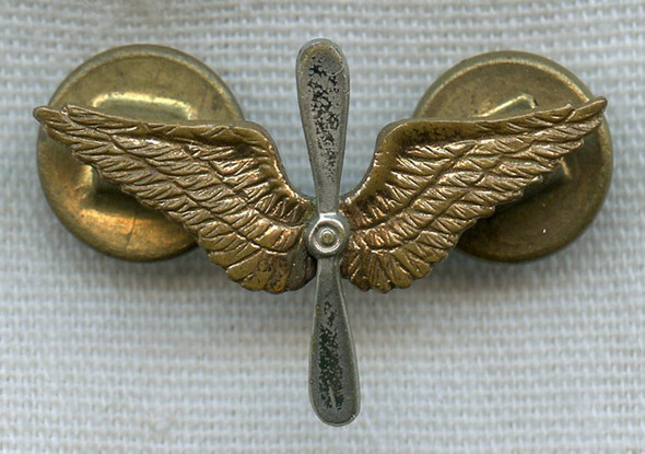 Late 1920s US Air Corps (USAS) Office Collar Insignia by Amcraft with Marked Backings