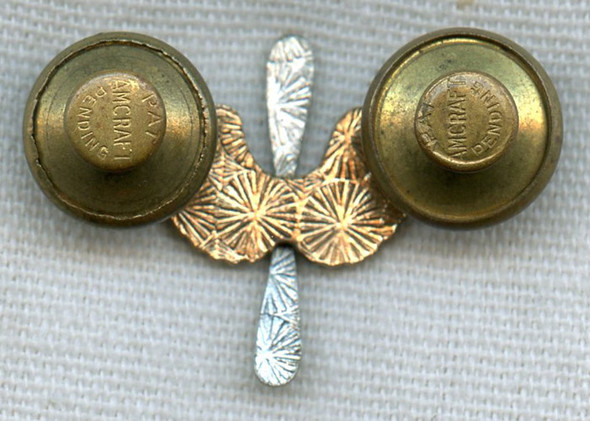 Late 1920s US Air Corps (USAS) Office Collar Insignia by Amcraft with Marked Backings