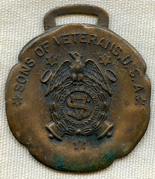 Nice Ca 1910's Bronze Sons of Veterans (GAR, Civil War) Watch Fob