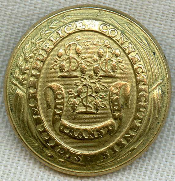 Beautiful Civil Car Connecticut Militia Coat Button by Scovill Mfg Co