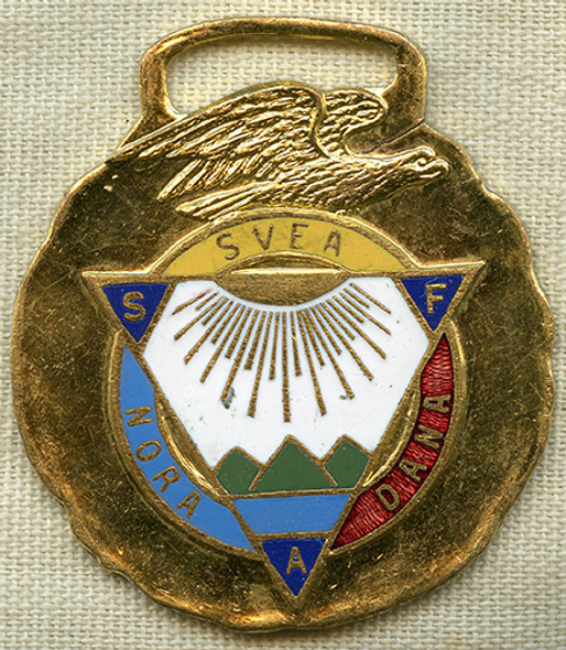 Beautiful Ca 1900 Scandinavian Fraternity at America Watch Fob