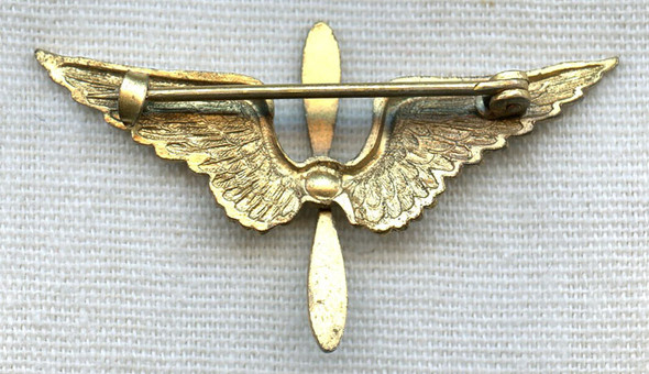 1920s US Air Service (USAS) Officer Collar Insignia with Textured Back