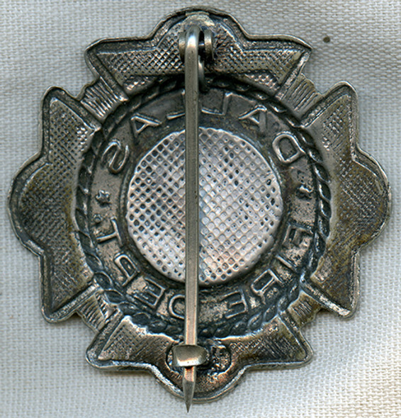 Ca 1900's - 1910's Dallas Texas Fire Dept Hat or Breast Badge