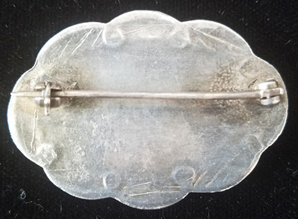 Beautiful 30's-40's Navajo Silver & Petrified Wood Brooch