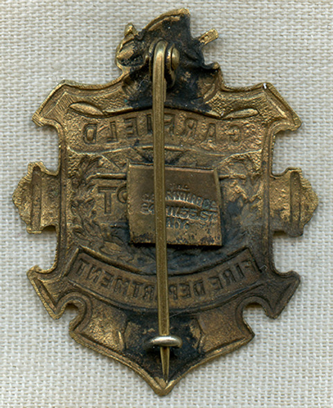 Ca. 1900's-1910's Garfield, NJ Fire Dept. Exempt Fireman Badge