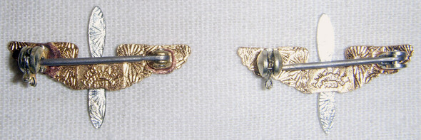 Pair of Late 1930s USAAF Officer Pin-Back Collar Insignia by Amcraft