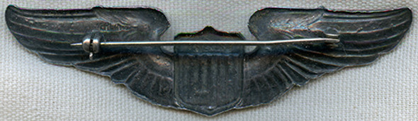 Beautiful Early WWII USAAF "Issue" Pilot Wing in Die-Stamped Sterling Silver