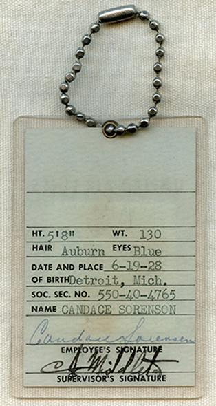 Wonderful Ca 1950's United Air Lines Stewardess Photo ID Badge