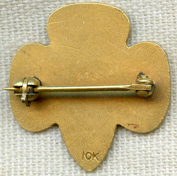 Beautiful 1920's 10K GOLD Girl Scouts Membership Lapel Pin Type 3-A "8 Arrows" RARE