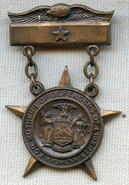 RARE WWI Service Medal Fort Plain NY Awarded in 1919 to "Mother's of Defenders of Liberty"