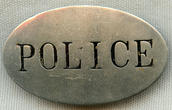 Classic 1890's New England "Stock" Police Badge with Great Maker Marked Pin "Saddle"