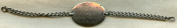 Wonderful WWI American Red Cross I.D. Bracelet of Mary Virginia McAbee of Cleveland Ohio.