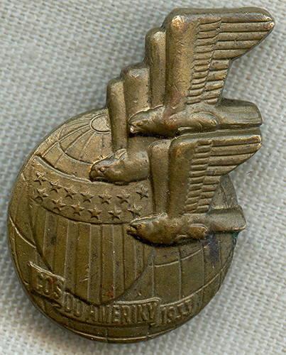 Beautiful Heavy Bronze Deco Aviation Patch for the Czech Flight to the Worlds Fair in the US in 1933