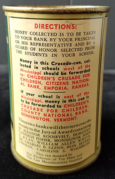 Poignant Early WWII Battle of Britain & France Children's Crusade for Children Donation Tin Bank