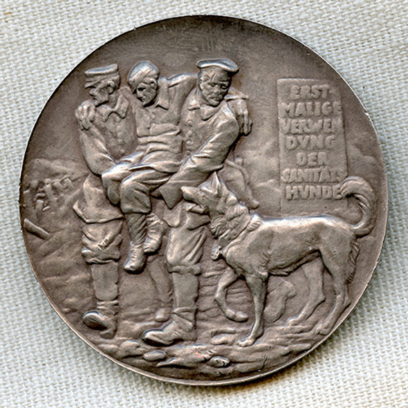 Beautiful 1914 German Sanitatshunde Table Medal by Goetz in Feinsilber