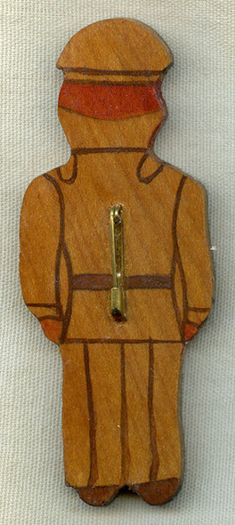 Great Early WWII US Army Soldier Large Patriotic Pin from Amesbury, Massachusetts