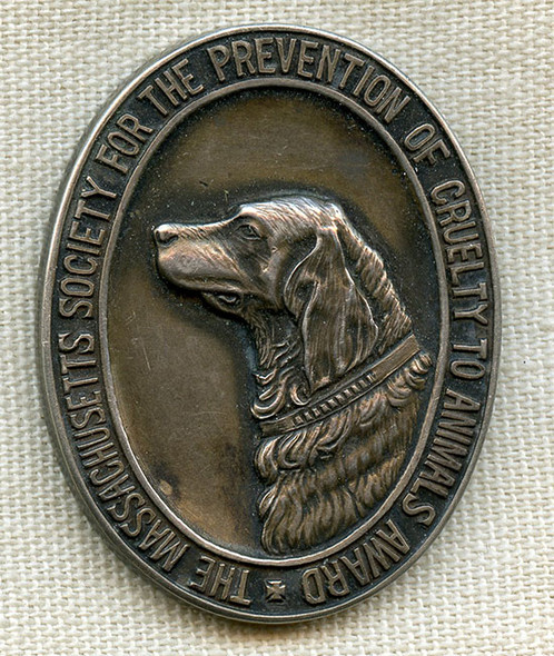 Rare 1880's - 90's MSPCA Award in Sterling Awarded for Bravery & Intelligence by O'Neil Jewelers