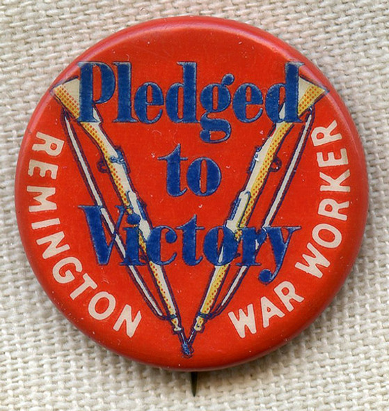 Fabulous Early WWII Remington Firearms War Worker "V" for Victory Pin