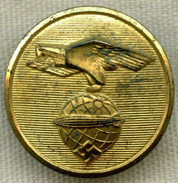 Mid-1930's Deutsche Zeppelin Reederei (DZR) Crew Officer Uniform Button in Gilt Steel, Larger Size