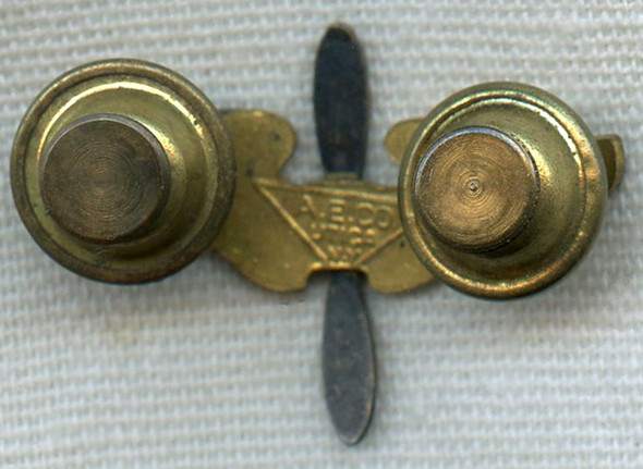 Scarce WWII USAAF Officer Collar Insignia by A.E. Co. with Triangle Hallmark