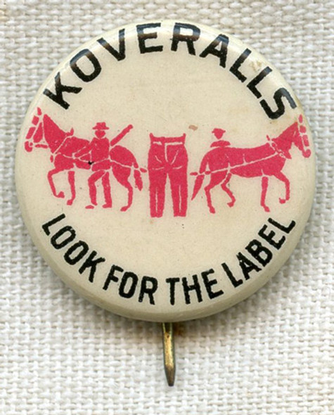 Vintage 1910s Levi Strauss & Co. Denim Koveralls for Kids Advertising Celluloid Pin