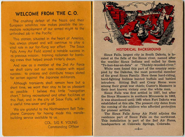 WWII USAAF Sioux Falls South Dakota Army Air Field Booklet by Bell System