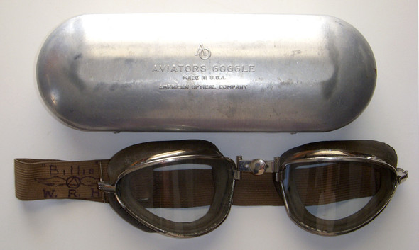 Scarce Pre-WWII AO Manufactured Private Purchase Pilot Goggles in Original Tin Named to CAP Pilot