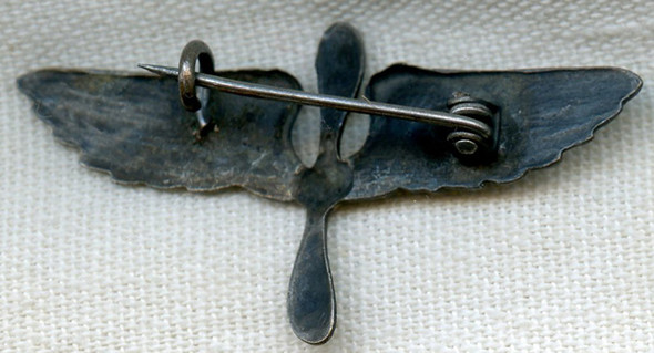 WWI US Air Service (USAS) Officer Collar Insignia French-Made Rounded Propeller