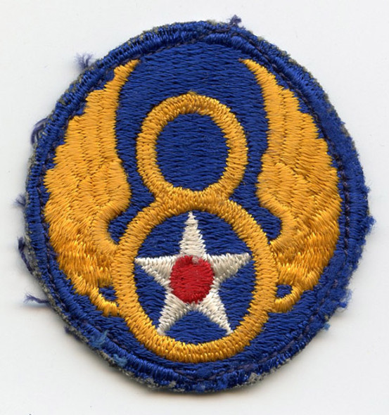 Scarce WWII USAAF 8th Air Force Patch "Single Bottom Loop, Yellow Embroidery" Variant