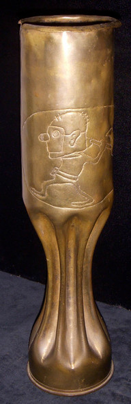 Rare WWI USAS 25th Aero Squadron (aka Executioners) Decorated "Trench Art" Shell