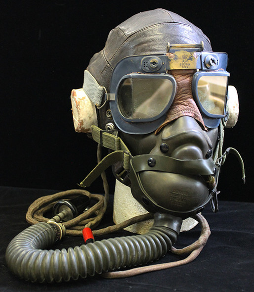 Wonderful Early WWII 8th AF Pilot Flight Helmet made up of USAAF & RAF Components