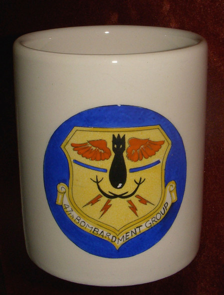 Circa 1950 US Air Force 47th Bombardment Group UK Made Hand Enameled Mug