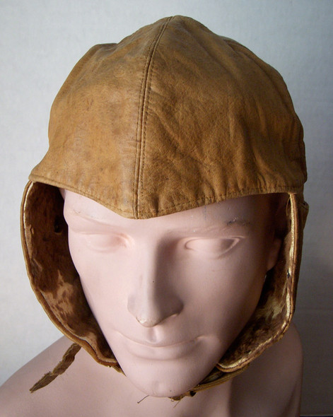 WWI US Air Service Leather Pilot Cap of Lt. Sheldon C. Crane, 11th Aero (Bombardment) Sq