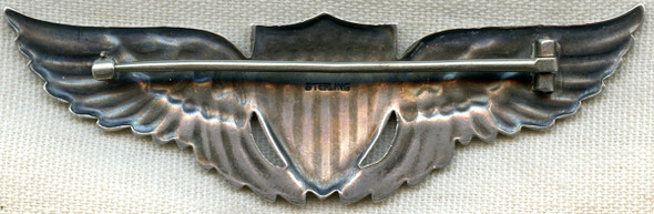 Great, "Been There" WWI US Air Service Pilot Wing by Robbins in Sterling and 14K Gold