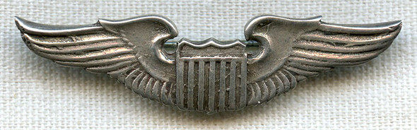 Rare WWII USAAF Sterling Shirt Size Pilot Wing Made in CBI Theatre (Probably India)