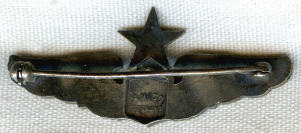 Beautiful Circa 1943 USAAF Shirt Size Senior Pilot Wing in Sterling by Amico