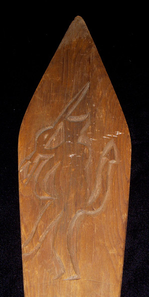 Great Old Carved Northwestern Coastal Indian Souvenir Potlatch Paddle with Devil Motif