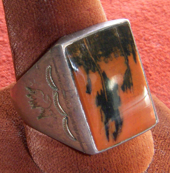 Nice Old 1940s Navajo Fire Agate & Silver Ring