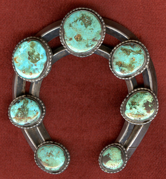 Beautiful & Huge 1950s Navajo Naja in Silver and Turquoise