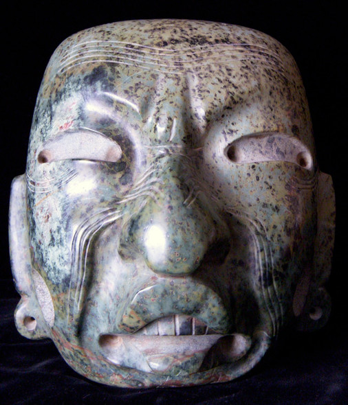 Beautiful Modern Hand-Carved Jade Mask in Mayan Style from Dr. Walter A. Compton Estate