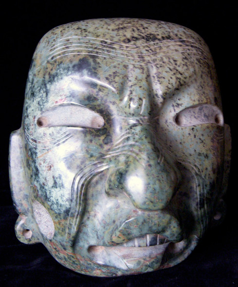Beautiful Modern Hand-Carved Jade Mask in Mayan Style from Dr. Walter A. Compton Estate