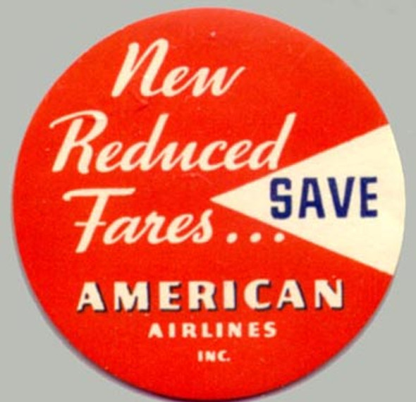 1930s American Airlines Reduced Fares Label