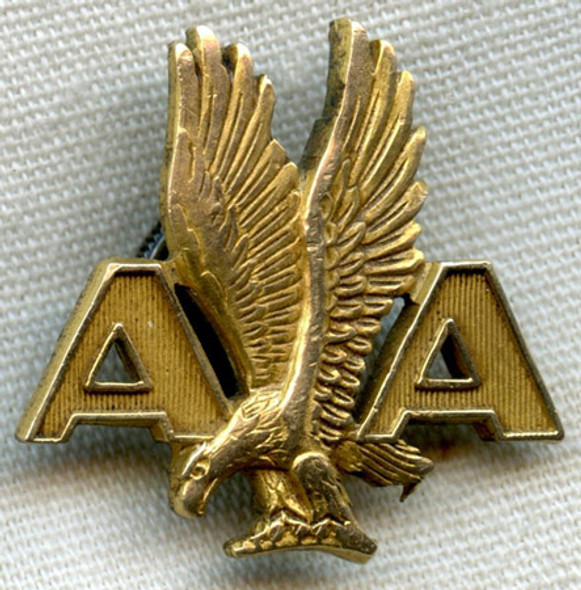 Beautiful 1930s Gold-Filled American Airlines Pilot Hat Badge by Balfour NO LONGER AVAILABLE