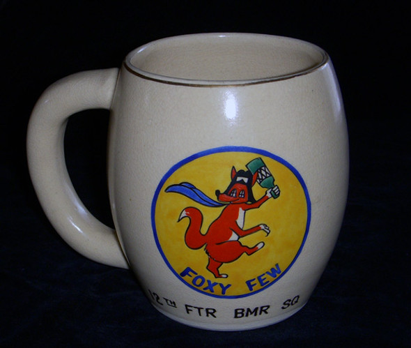 Great Korean War 12th Fighter Bomber Squadron Coffee Mug with Owner's Dog Tag