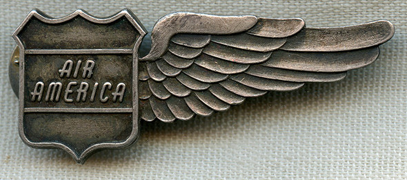Extremely Rare 1st Issue Air America Crew 1/2 Wing FULL SIZE in Sterling Silver