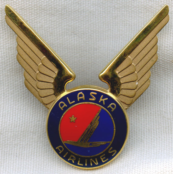1980s Alaska Airlines Pilot Hat Badge 4th Issue