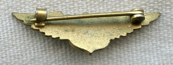 Ext Rare ca 1935 Pan American Airways 5 Year Service Lapel Wing in Gilt Brass